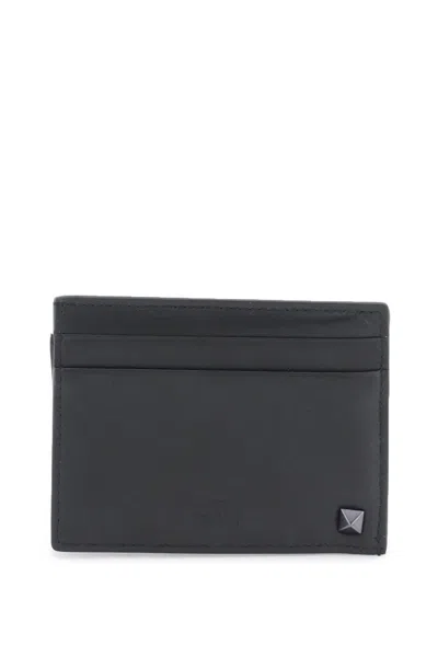 Valentino Garavani Black Leather Rockstud Card Holder