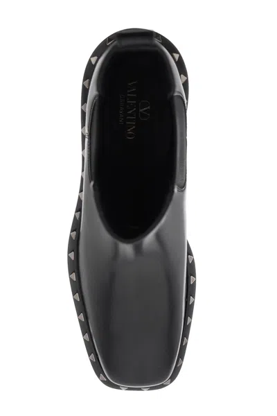 Valentino Garavani Black Leather Rockstud M-way Ankle Boots