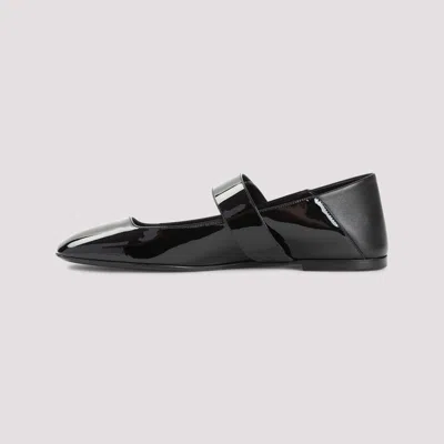 Valentino Garavani Vlogo Locker Mary-jane Ballerina In Eel With Flower Application Woman Black 37.5