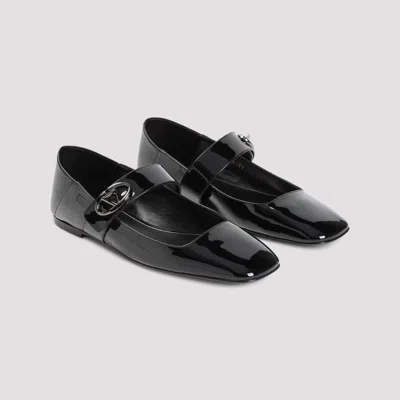 Valentino Garavani Vlogo Locker Mary-jane Ballerina In Eel With Flower Application Woman Black 37.5