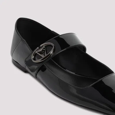 Valentino Garavani Vlogo Locker Mary-jane Ballerina In Eel With Flower Application Woman Black 37.5
