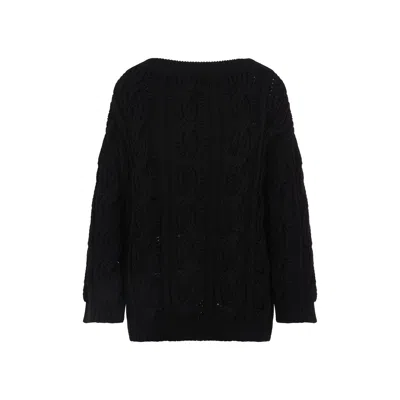 Valentino Off-shoulder Cable Wool Sweater