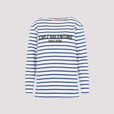 Valentino Long Sleeve Cotton T-shirt With Striped Pattern