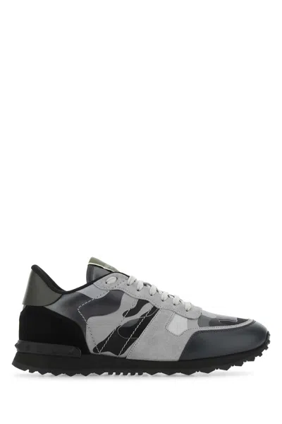 Valentino Garavani Multicolor Fabric And Nappa Leather Rockrunner Camouflage Sneakers