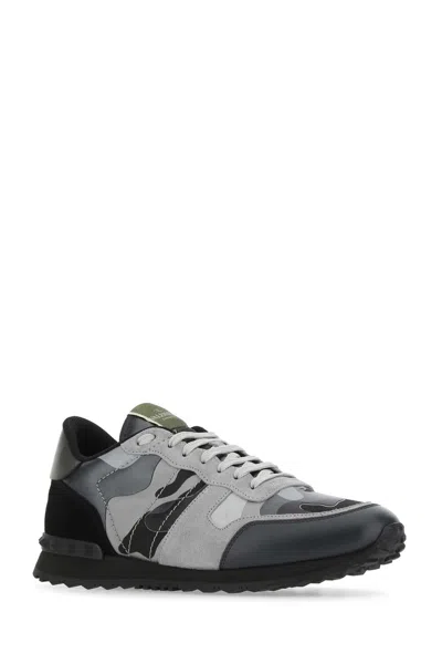 Valentino Garavani Multicolor Fabric And Nappa Leather Rockrunner Camouflage Sneakers