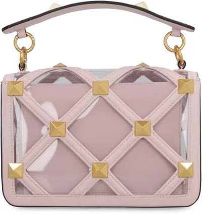 Valentino Pastel Pink Polymeric Material And Leather Medium Roman Stud Handbag