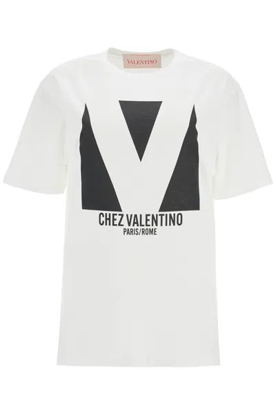 Valentino Crewneck Graphic Print Ribbed Short-sleeve Cotton Jersey