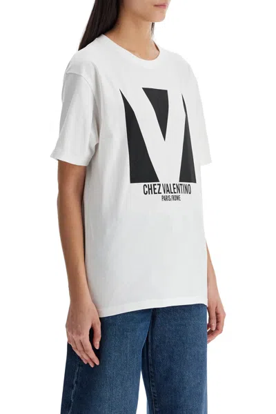 Valentino Crewneck Graphic Print Ribbed Short-sleeve Cotton Jersey