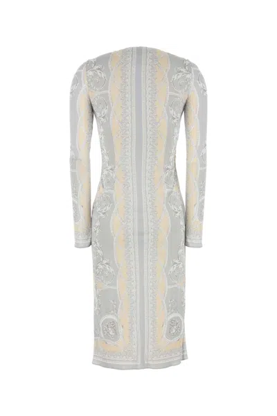 Versace Multicolor Coupe Des Dieux-print Midi Dress