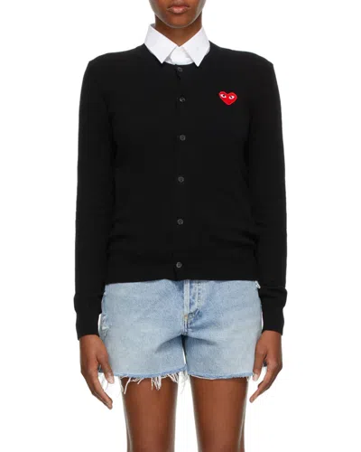 Comme Des Garçons Play Heart-patch Knit Cardigan