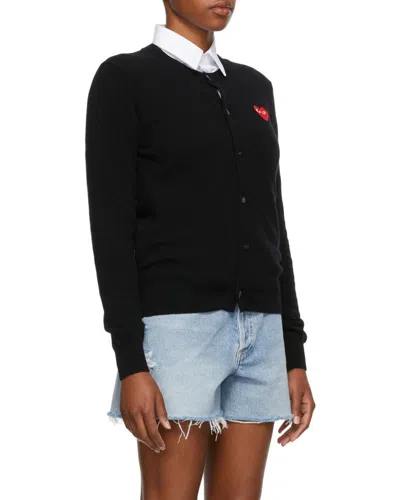 Comme Des Garçons Play Heart-patch Knit Cardigan