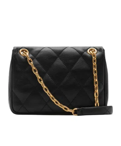Burberry Black Quilted Crossbody Bag With Ekd Plaque On The Front And Chain-link Shoulder Strap In Leather Wo