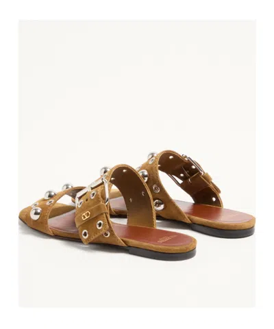 Valentino Garavani Valentino Nellcote Stud-embellished Suede Sliders In Brown