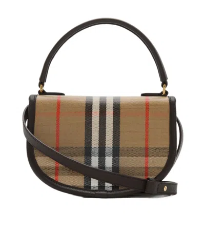 Burberry Women Highlands Crossbody Bag With Check Motif In Multi