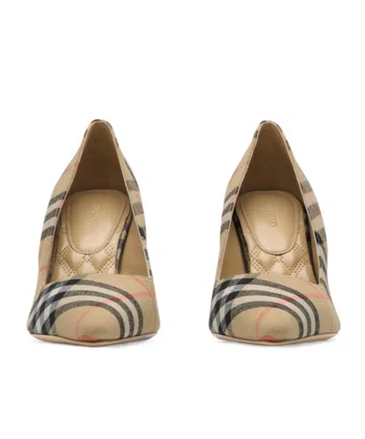 Burberry Archivio Check Baby Pumps In Alabaster Ip Check