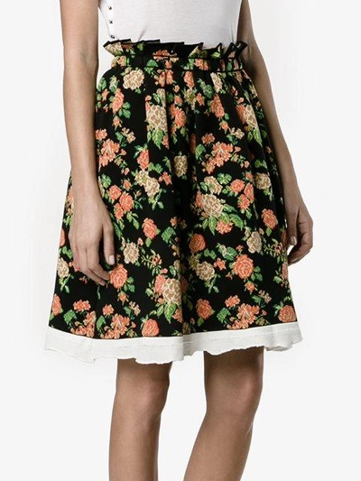 Shop Msgm Flared Floral Skirt