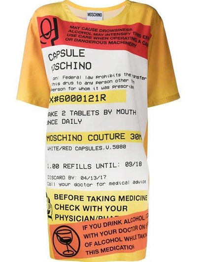 Moschino Short-sleeve Prescription Print T-shirt Dress In Orange