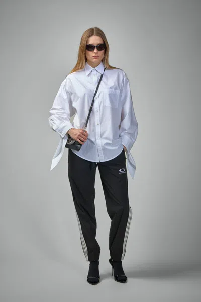 Balenciaga Knotted Cuff Poplin Blouse In White