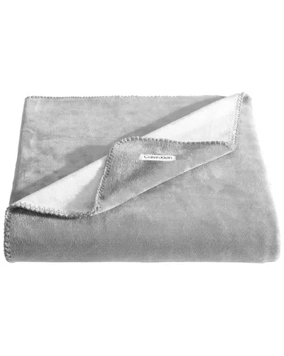 Calvin Klein Modern Reversible Solid Throw Blanket In Gray