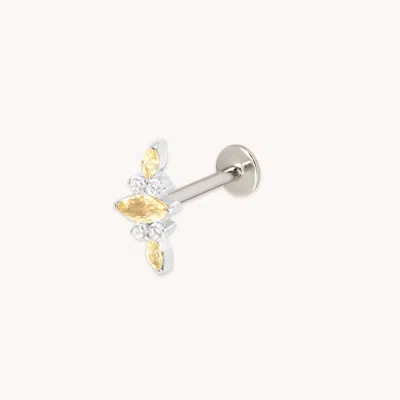 Astrid &amp; Miyu Titanium Yellow &amp; White Marquise Cluster Piercing Stud