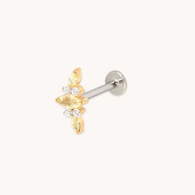 Astrid &amp; Miyu Titanium Yellow &amp; White Marquise Cluster Piercing Stud