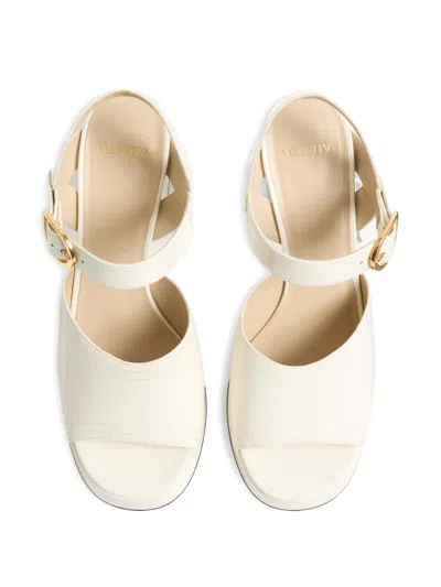 Valentino Sandalo Con Plateau Fawcette In Vitello Abrasivato 100mm