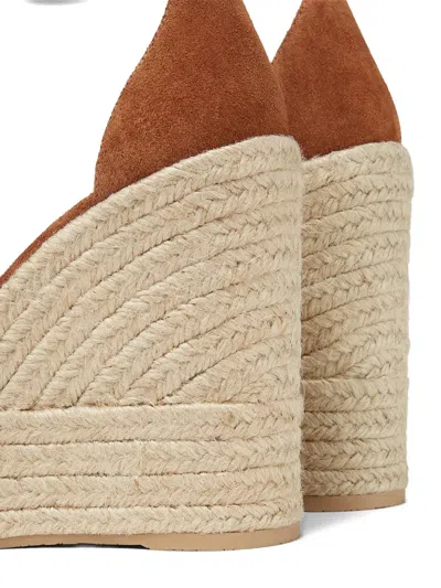 Versace Leather Espadrille Wedges 120 In Brown