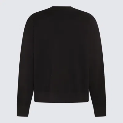 Palm Angels Black Cotton Crew Neck Sweatshirt With White Logo
