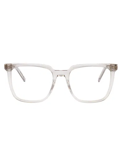 Saint Laurent Beige-beige-transparent Recycled Acetate Glasses In White