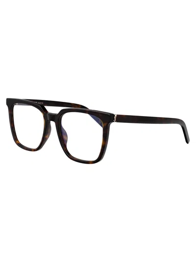 Saint Laurent Havana-havana-transparent Recycled Acetate Glasses In Brown