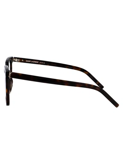 Saint Laurent Havana-havana-transparent Recycled Acetate Glasses In Brown