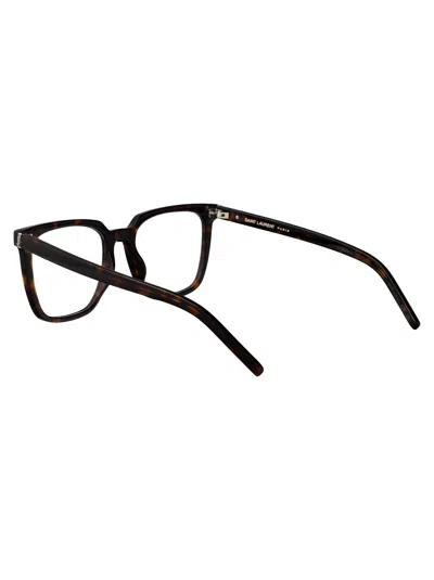 Saint Laurent Havana-havana-transparent Recycled Acetate Glasses In Brown