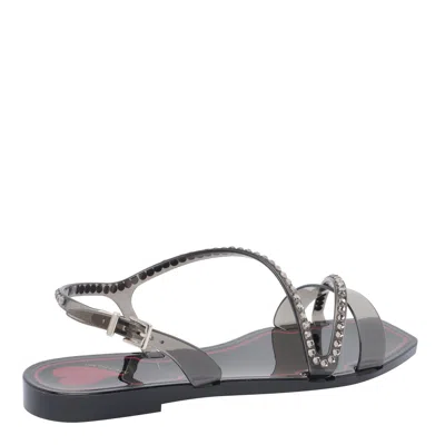 Menghi Rubber Flat Sandals In Black