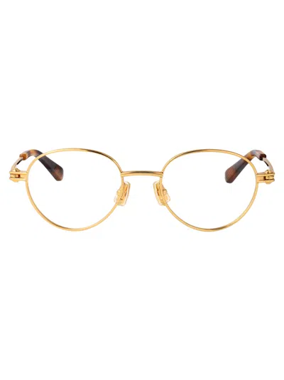 Bottega Veneta Gold-gold-transparent Metal Glasses In Brown