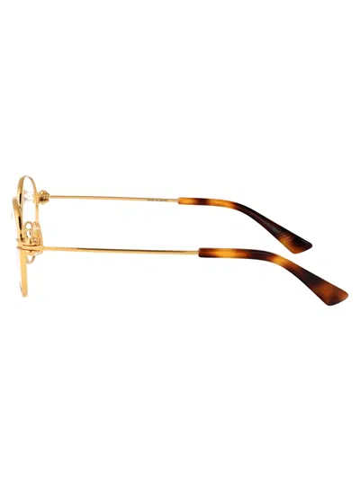 Bottega Veneta Gold-gold-transparent Metal Glasses In Brown