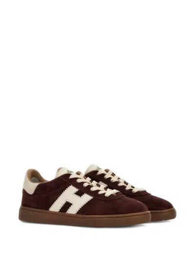 Hogan Chocolate Brown Suede Platform Sneakers With Lace-up Closure And H Logo Detail