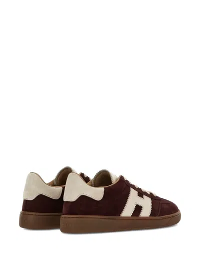 Hogan Chocolate Brown Suede Platform Sneakers With Lace-up Closure And H Logo Detail