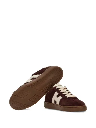 Hogan Chocolate Brown Suede Platform Sneakers With Lace-up Closure And H Logo Detail