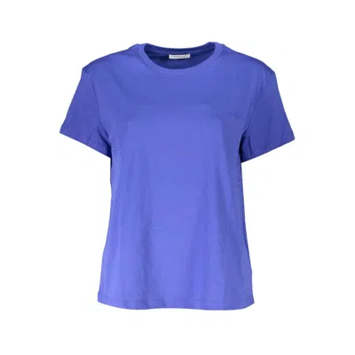 Patrizia Pepe Chic Crew Neck Logo Tee In Organic Cotton In Blue