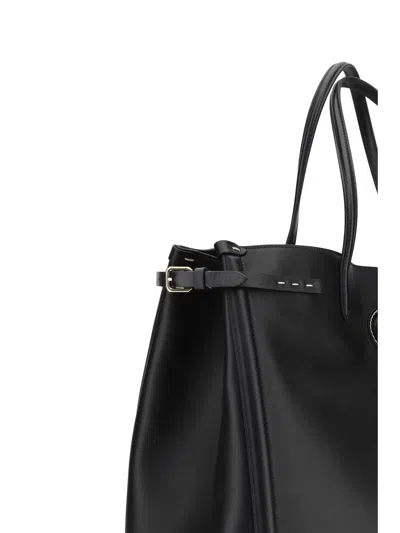 Valentino Garavani Borsa Tote In Pelle Nera Con Manici E Tracolla In Black