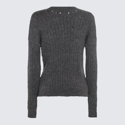 Alessandra Rich Wool Knit Sweater With Studs And Crystals