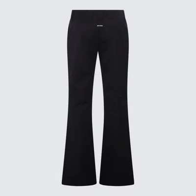 Palm Angels Navy Blue Black Cotton And Virgin Wool Blend Flared Pants