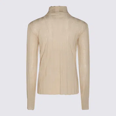 The Row Antique Cream Linen And Silk Blend Sweater