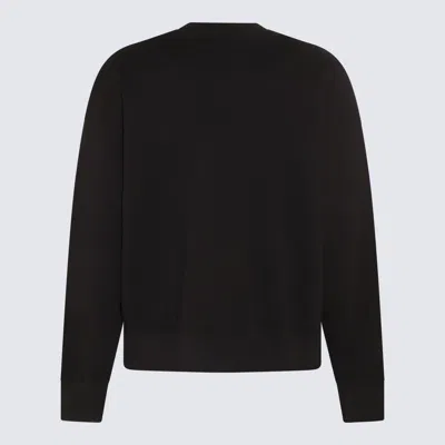 Palm Angels Black Cotton Crew Neck Sweatshirt With White Logo