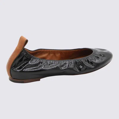 Lanvin Black Leather Ballerina Flats In Black