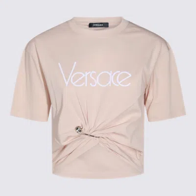 Versace Cropped T-shirt With Twist Detail And Safety Pin Logo