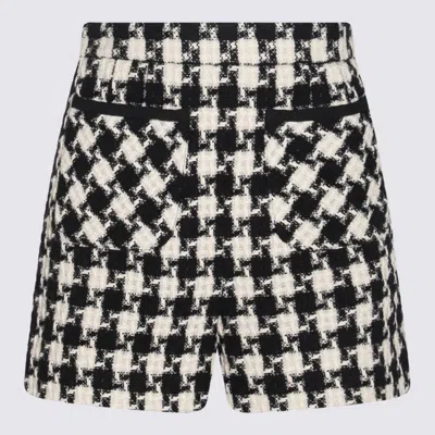 Valentino Womens Avorio Nero Houndstooth High-rise Tweed Woven Shorts