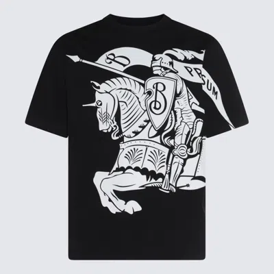 Burberry Black T-shirt With Contrasting Equestrian Knight Print In Cotton Man