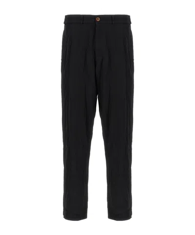 Comme Des Garçons Front Pleated Trousers With Back And Side Pockets In Black