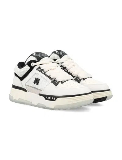 Amiri White And Black Chunky Sneakers With Logo Detail In Leather And Mixed Tech Fabrics Man In White